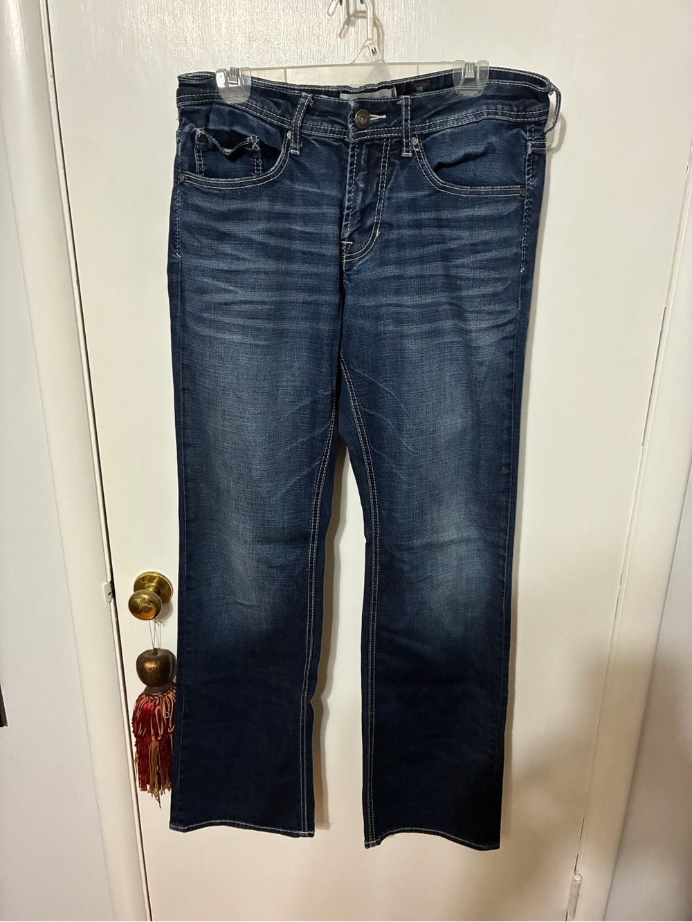 Men's Dark Blue Bootcut Jeans - Classic Five-Pocket Style